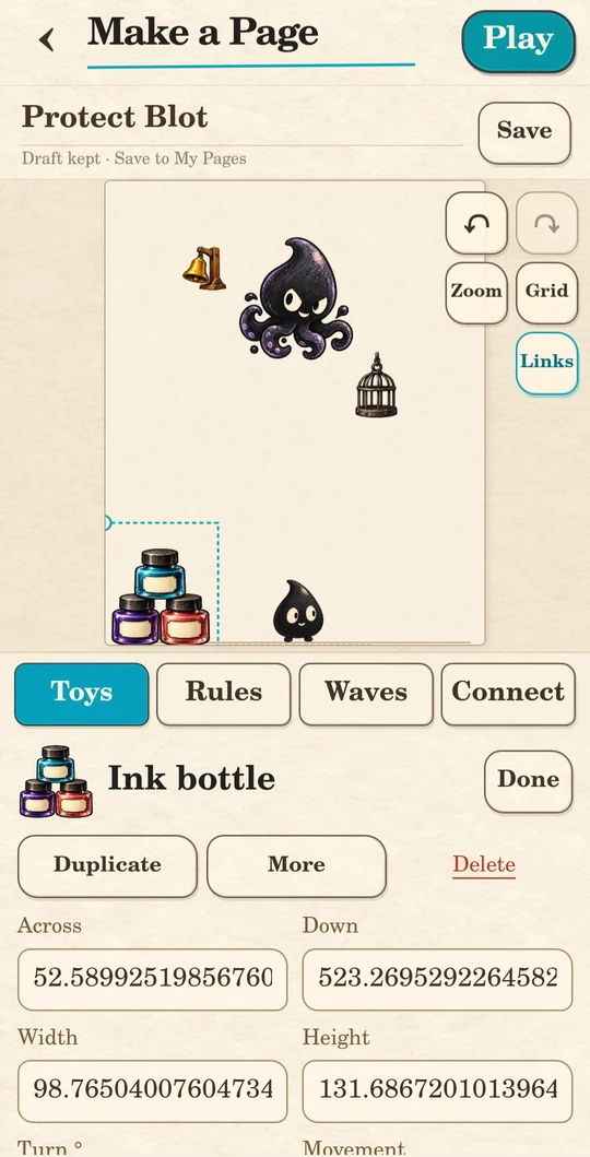 Make a Page — actual testing-build screenshot