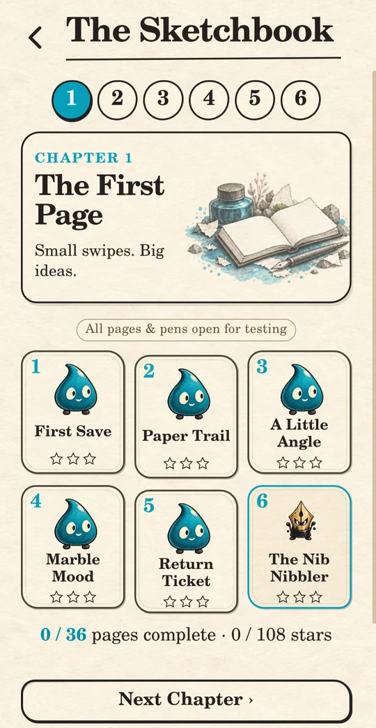 The Sketchbook — actual testing-build screenshot